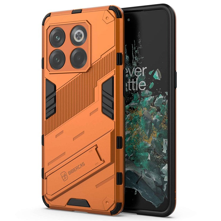 For OnePlus 10T 5G  /  Ace Pro 5G Mobile Phone Shell with Kickstand PC+TPU Hybrid Phone Case Anti-drop Cover - Orange