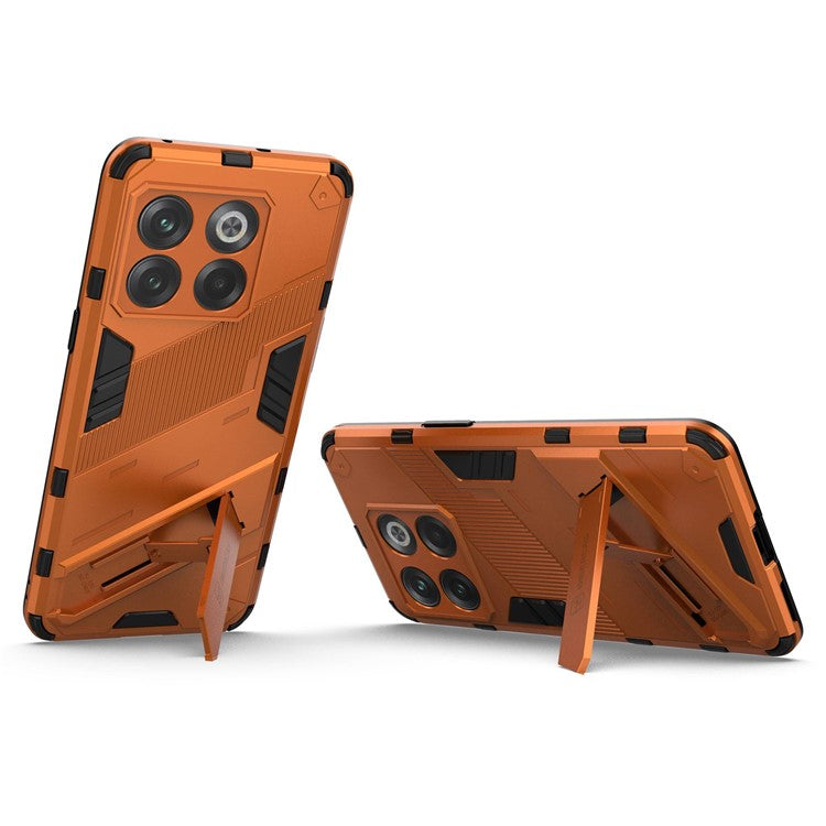 For OnePlus 10T 5G  /  Ace Pro 5G Mobile Phone Shell with Kickstand PC+TPU Hybrid Phone Case Anti-drop Cover - Orange