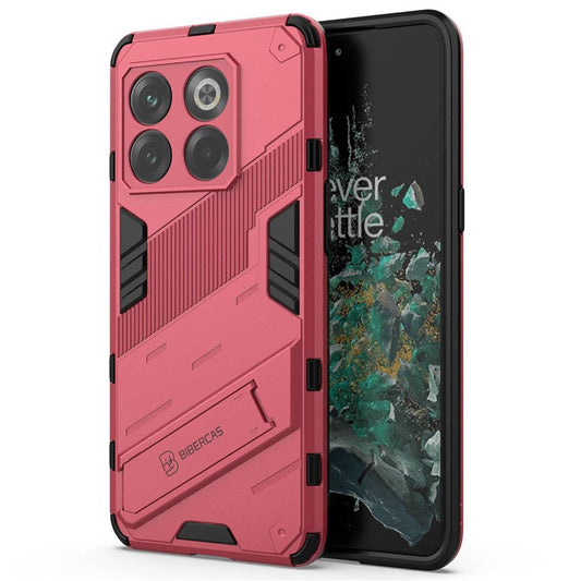 For OnePlus 10T 5G  /  Ace Pro 5G Mobile Phone Shell with Kickstand PC+TPU Hybrid Phone Case Anti-drop Cover - Rose