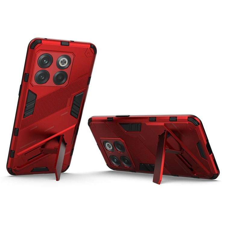 For OnePlus 10T 5G  /  Ace Pro 5G Mobile Phone Shell with Kickstand PC+TPU Hybrid Phone Case Anti-drop Cover - Red