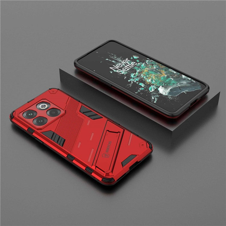 For OnePlus 10T 5G  /  Ace Pro 5G Mobile Phone Shell with Kickstand PC+TPU Hybrid Phone Case Anti-drop Cover - Red