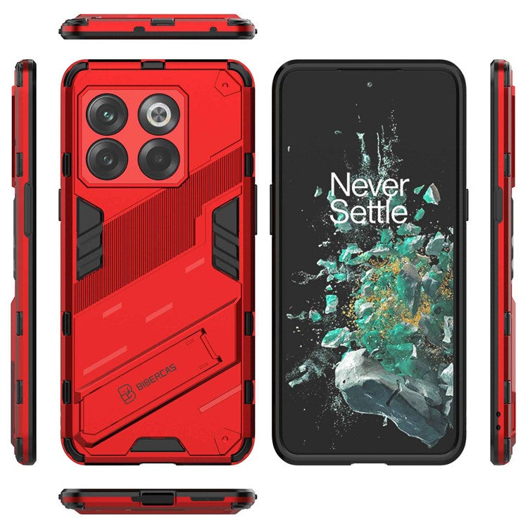 For OnePlus 10T 5G  /  Ace Pro 5G Mobile Phone Shell with Kickstand PC+TPU Hybrid Phone Case Anti-drop Cover - Red