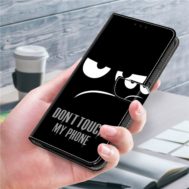 For iPhone 16 Pro Wallet Case Magnetic Clasp 3D Pattern Leather Phone Cover - Don't Touch My Phone