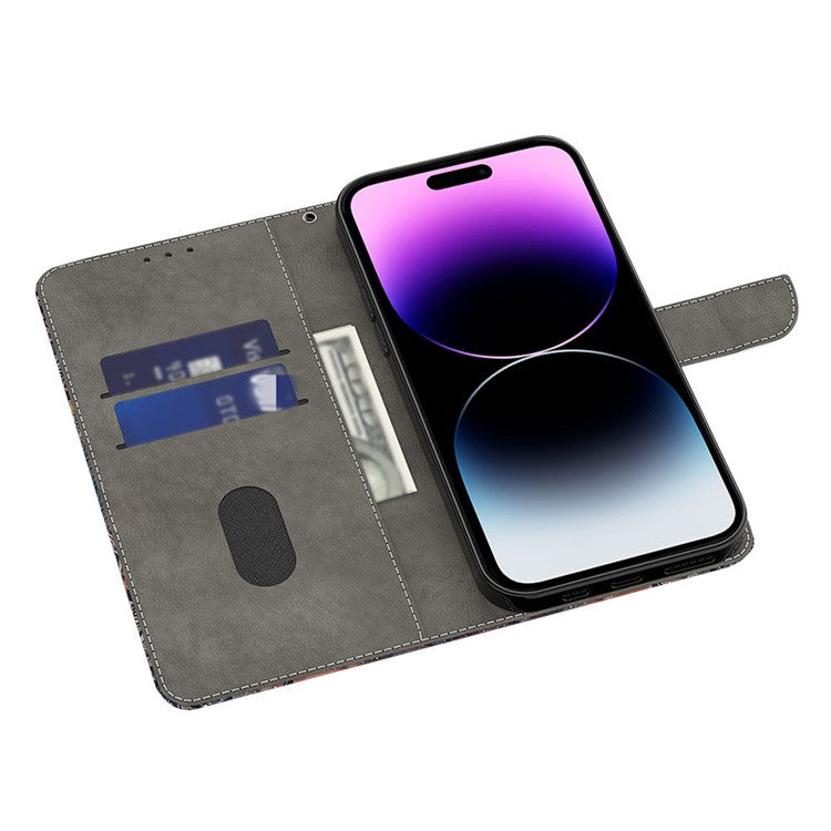 For iPhone 16 Pro Wallet Case Magnetic Clasp 3D Pattern Leather Phone Cover - Gradient