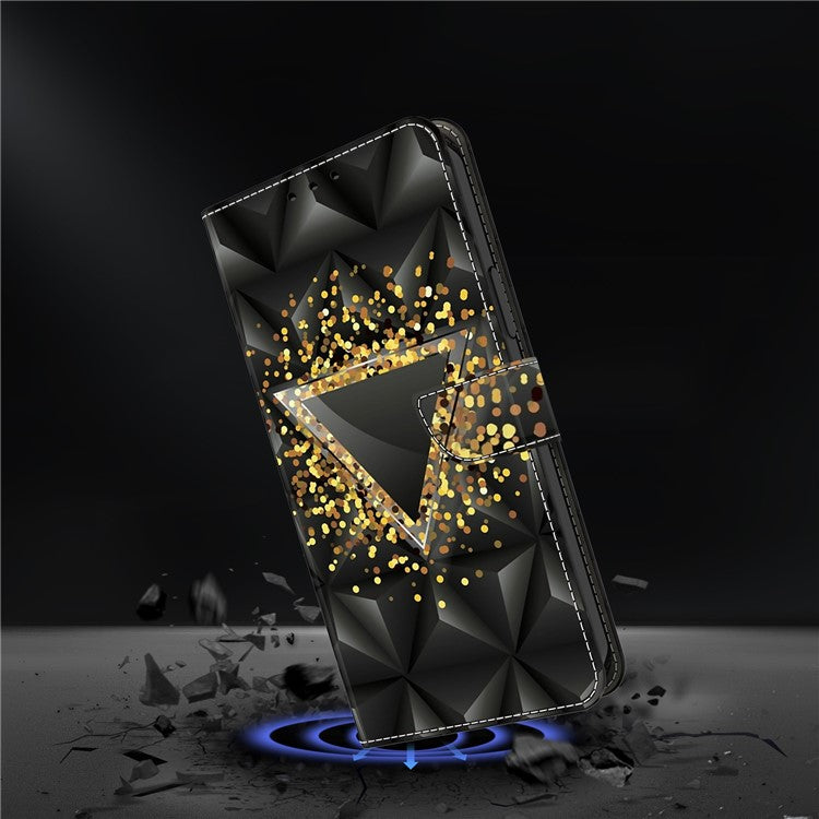 For iPhone 16 Case PU Leather Wallet Phone Cover with Stand - Rhombus