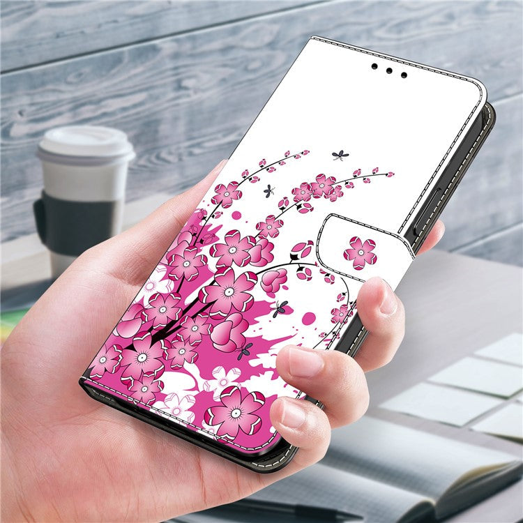 For iPhone 16 Case PU Leather Wallet Phone Cover with Stand - Flower Vine