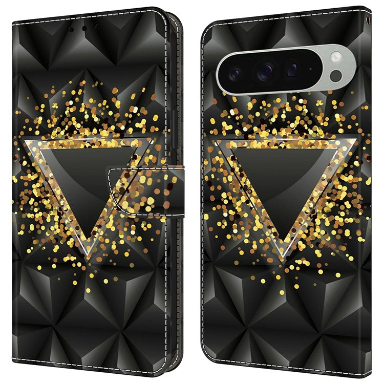 For Google Pixel 9 / 9 Pro Case PU Leather Wallet Phone Cover with Stand - Rhombus