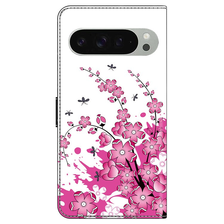 For Google Pixel 9 / 9 Pro Case PU Leather Wallet Phone Cover with Stand - Flower Vine