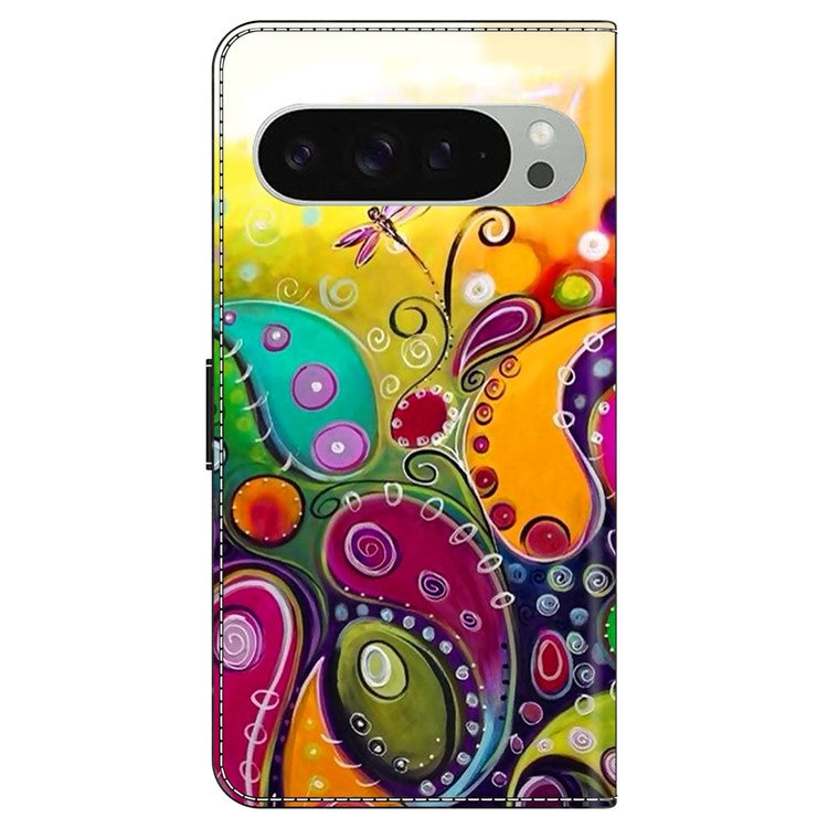 For Google Pixel 9 Pro XL Case PU Leather Wallet Phone Cover with Stand - Colorful Flower
