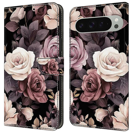 For Google Pixel 9 Pro XL Case PU Leather Wallet Phone Cover with Stand - Rose