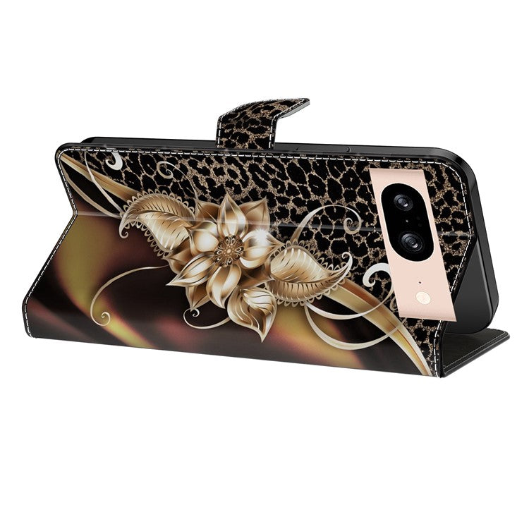 For Google Pixel 8a Case PU Leather Wallet Phone Cover with Stand - Metal Flower