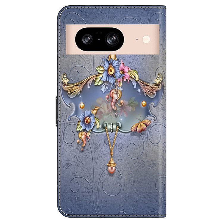 For Google Pixel 8a Case PU Leather Wallet Phone Cover with Stand - Carving Flower