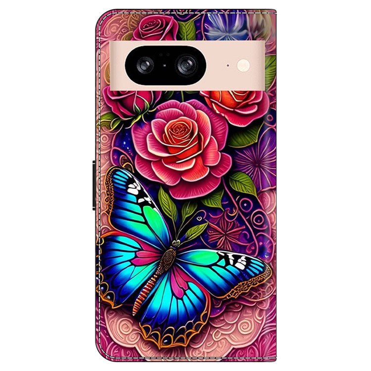 For Google Pixel 8a Case PU Leather Wallet Phone Cover with Stand - Colorful Butterfly
