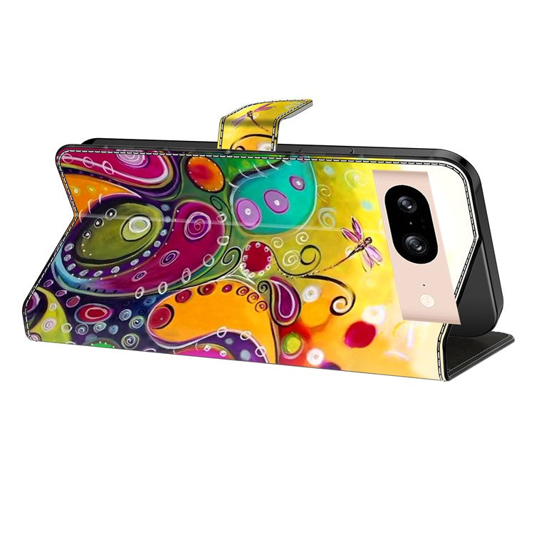 For Google Pixel 8a Case PU Leather Wallet Phone Cover with Stand - Colorful Flower