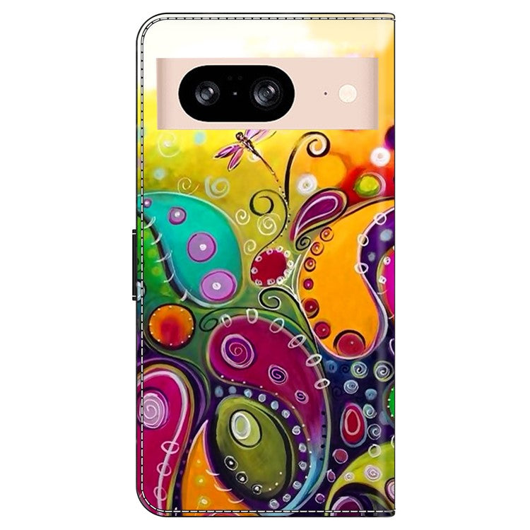 For Google Pixel 8a Case PU Leather Wallet Phone Cover with Stand - Colorful Flower