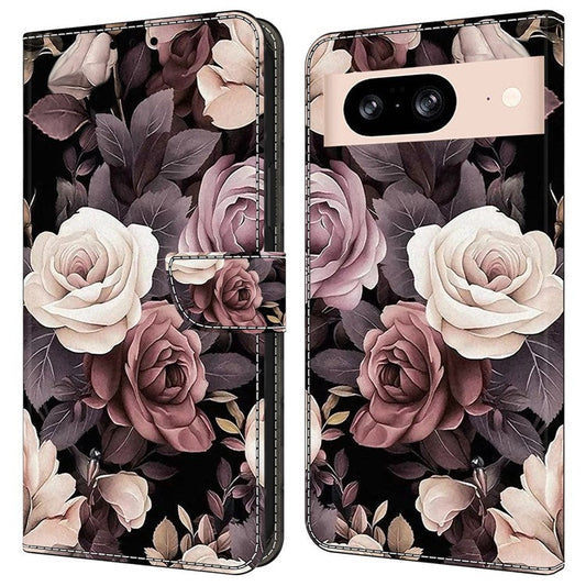 For Google Pixel 8a Case PU Leather Wallet Phone Cover with Stand - Rose