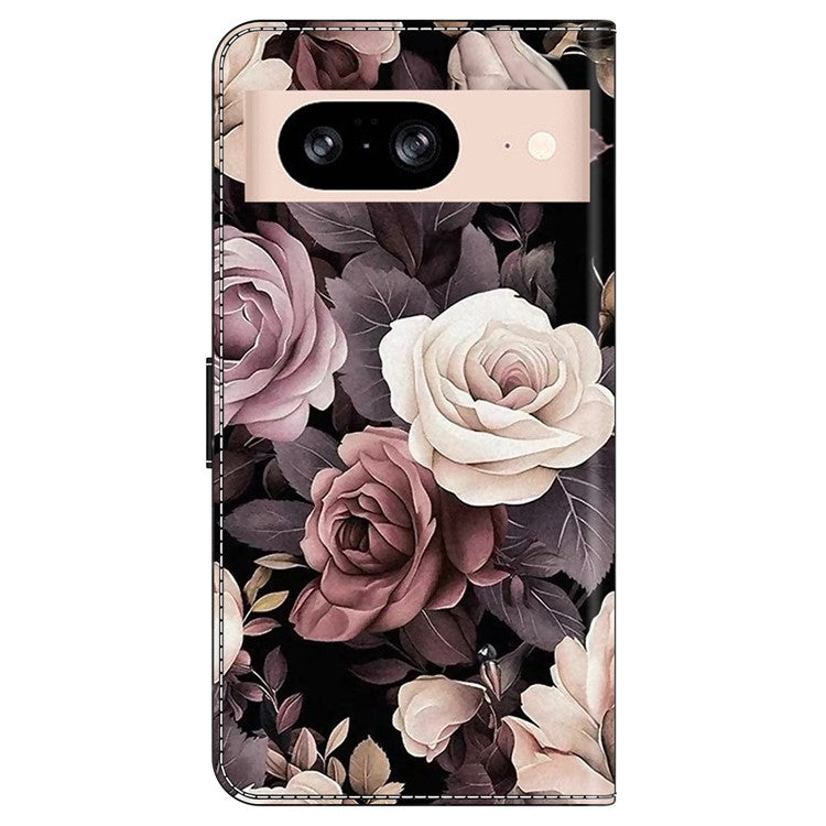 For Google Pixel 8a Case PU Leather Wallet Phone Cover with Stand - Rose