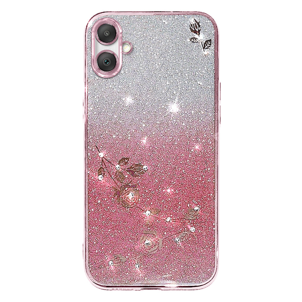 KADEM For Samsung Galaxy A06 Case Flower TPU Flexible Gradient Phone Cover - Rose Gold