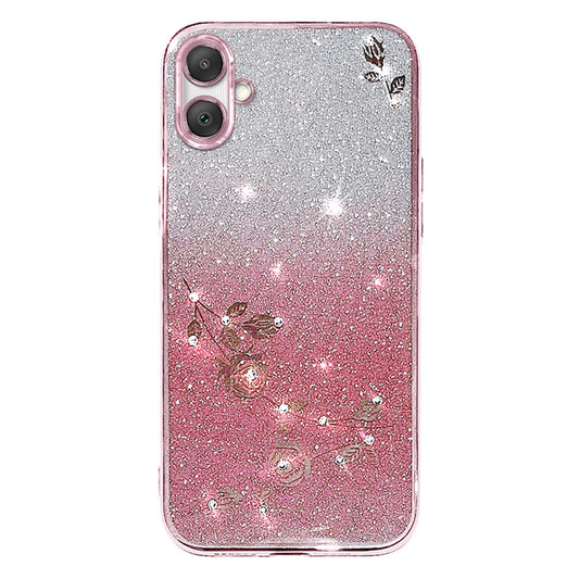 KADEM For Samsung Galaxy A06 Case Flower TPU Flexible Gradient Phone Cover - Rose Gold
