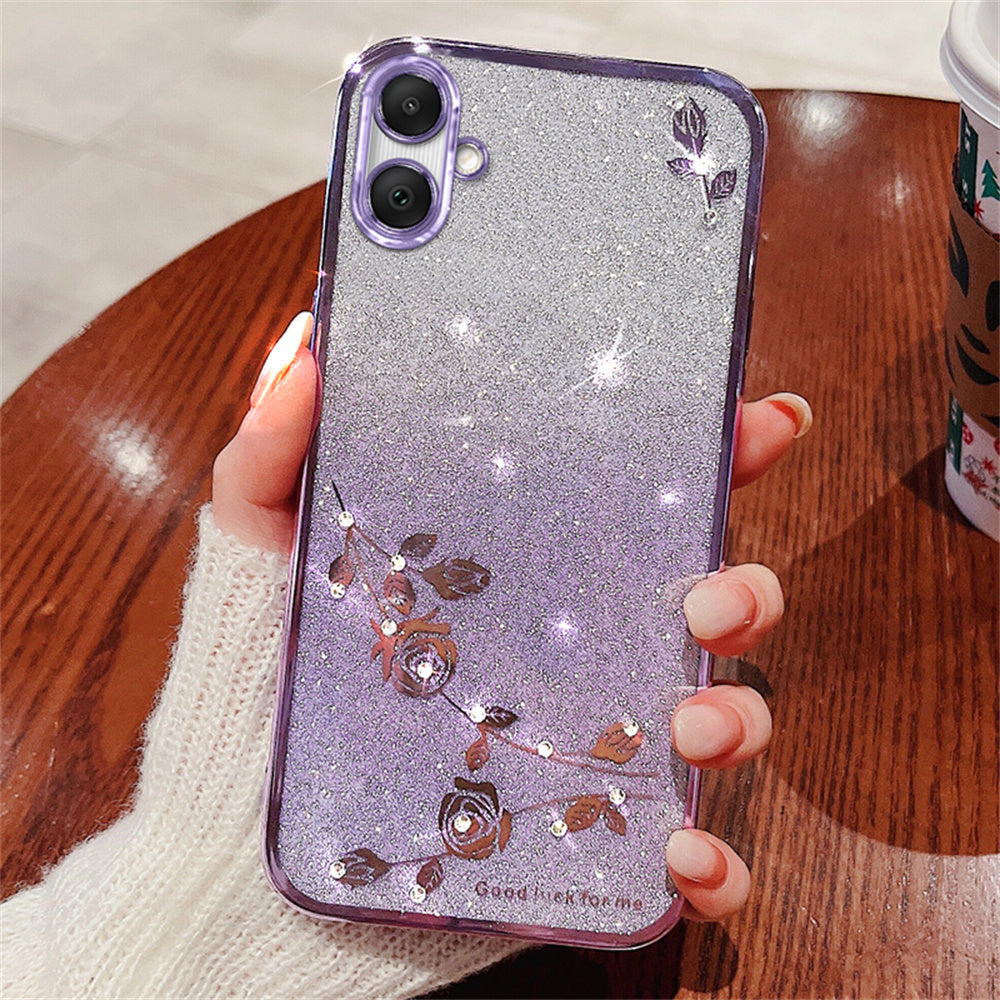 KADEM For Samsung Galaxy A06 Case Flower TPU Flexible Gradient Phone Cover - Purple