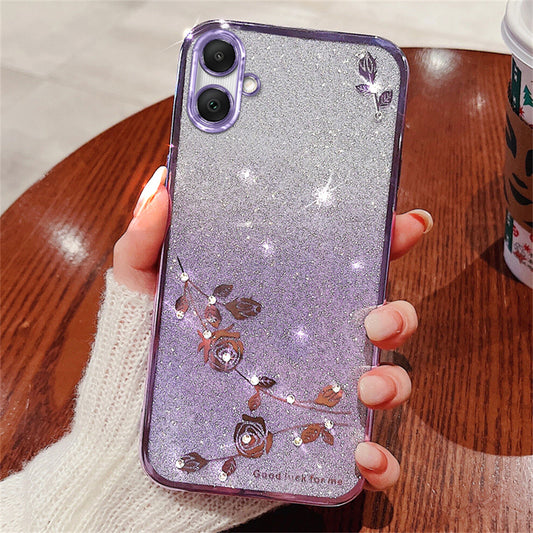 KADEM For Samsung Galaxy A06 Case Flower TPU Flexible Gradient Phone Cover - Purple