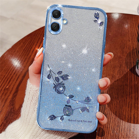 KADEM For Samsung Galaxy A06 Case Flower TPU Flexible Gradient Phone Cover - Blue