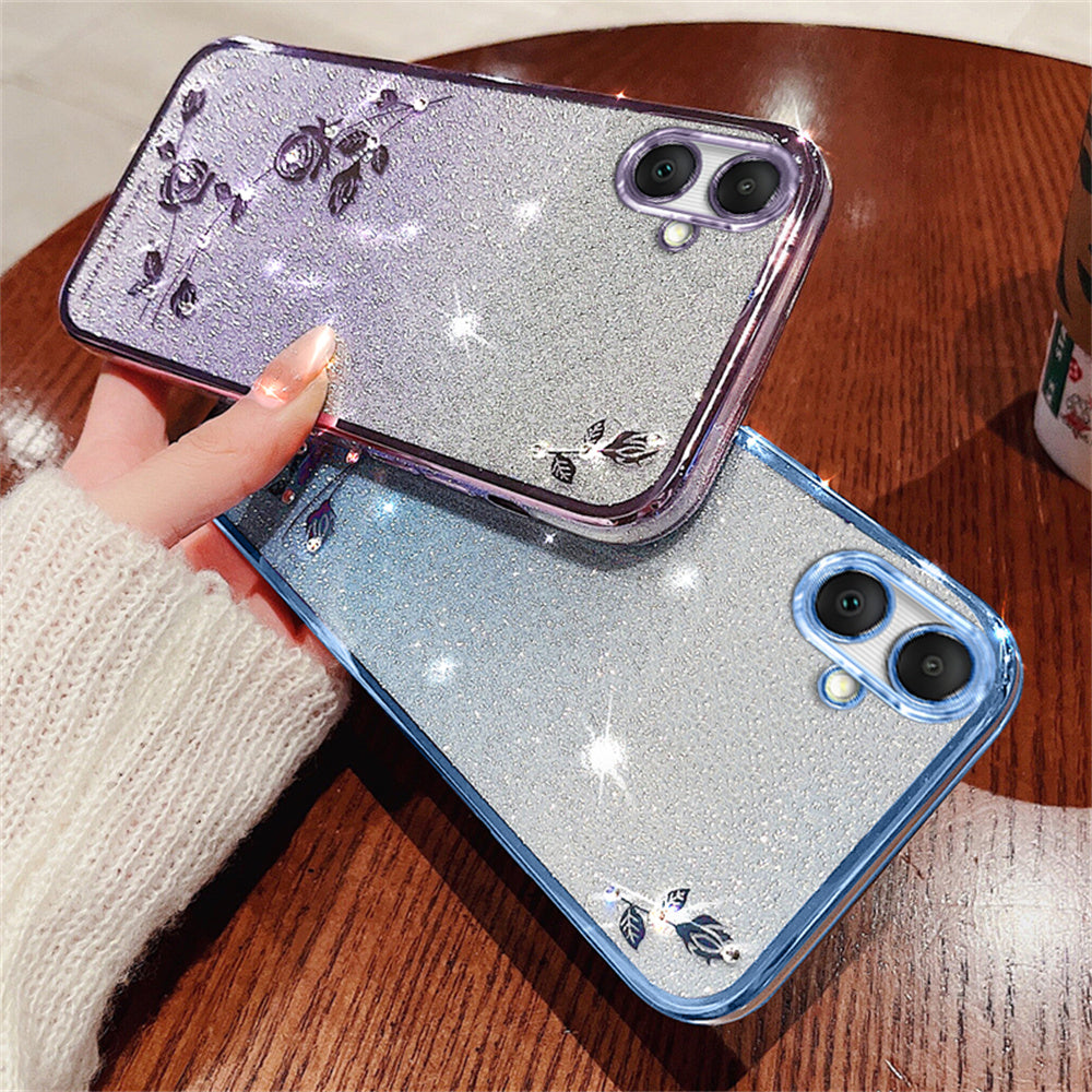 KADEM For Samsung Galaxy A06 Case Flower TPU Flexible Gradient Phone Cover - Blue