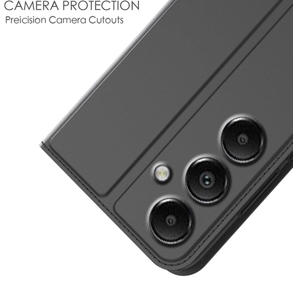 For Samsung Galaxy A16 5G / A16 4G Case PU Leather Phone Cover with Card Holder Stand Magnetic Closure - Black