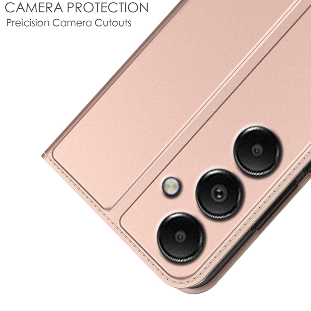 For Samsung Galaxy A16 5G / A16 4G Case PU Leather Phone Cover with Card Holder Stand Magnetic Closure - Rose Gold