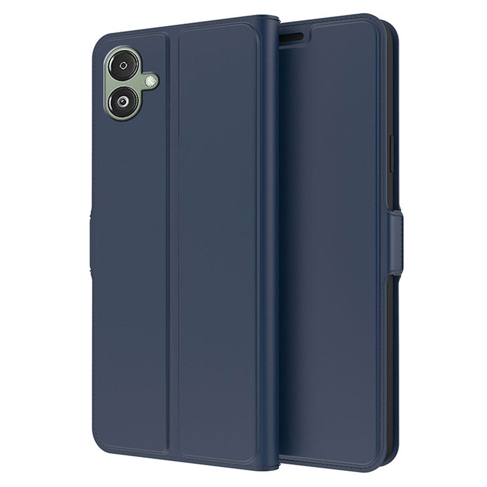 For Samsung Galaxy A06 Case Shockproof TPU Inner Shell Leather Phone Cover - Blue
