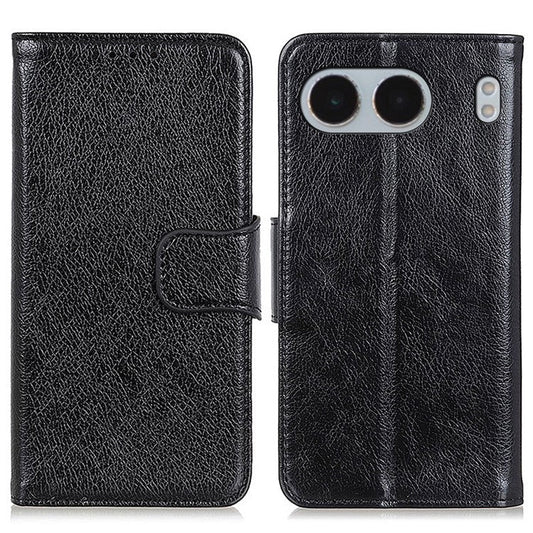 For OnePlus Nord 4 Case Nappa Texture Split Leather Wallet Phone Cover - Black