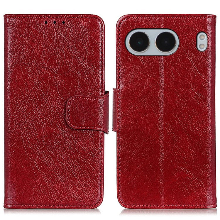 For OnePlus Nord 4 Case Nappa Texture Split Leather Wallet Phone Cover - Red