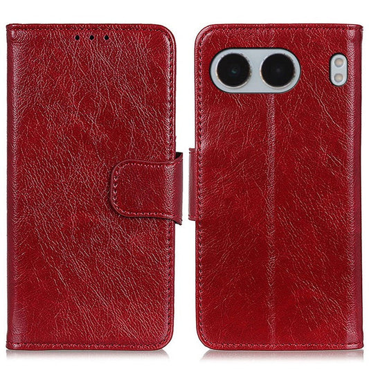 For OnePlus Nord 4 Case Nappa Texture Split Leather Wallet Phone Cover - Red