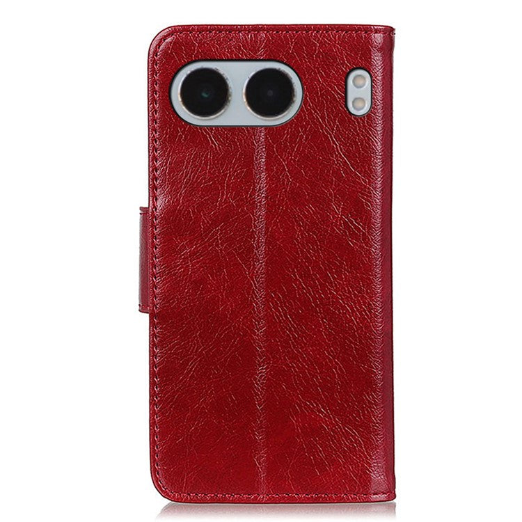For OnePlus Nord 4 Case Nappa Texture Split Leather Wallet Phone Cover - Red
