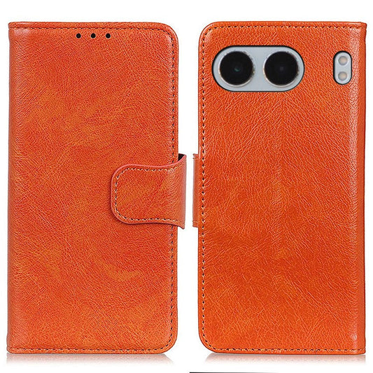For OnePlus Nord 4 Case Nappa Texture Split Leather Wallet Phone Cover - Orange