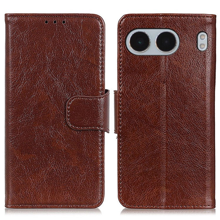 For OnePlus Nord 4 Case Nappa Texture Split Leather Wallet Phone Cover - Brown