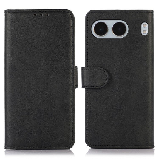 For OnePlus Nord 4 Case Cowhide Texture Leather Wallet Phone Cover with Stand - Black