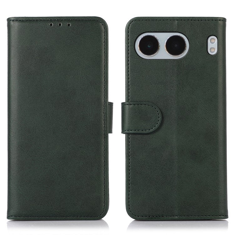 For OnePlus Nord 4 Case Cowhide Texture Leather Wallet Phone Cover with Stand - Green