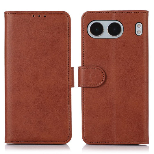 For OnePlus Nord 4 Case Cowhide Texture Leather Wallet Phone Cover with Stand - Brown