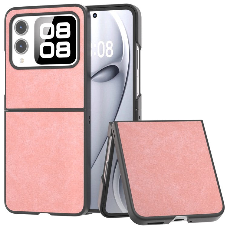 For Huawei nova Flip 5G Case PU+PC Shockproof Phone Cover Black Edge - Pink