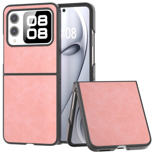 For Huawei nova Flip 5G Case PU+PC Shockproof Phone Cover Black Edge - Pink