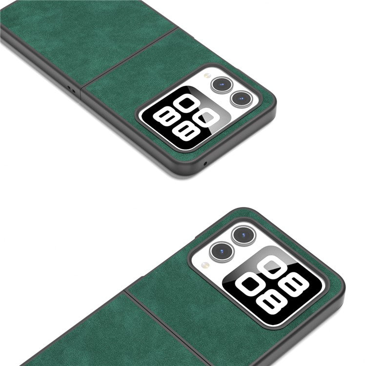 For Huawei nova Flip 5G Case PU+PC Shockproof Phone Cover Black Edge - Green