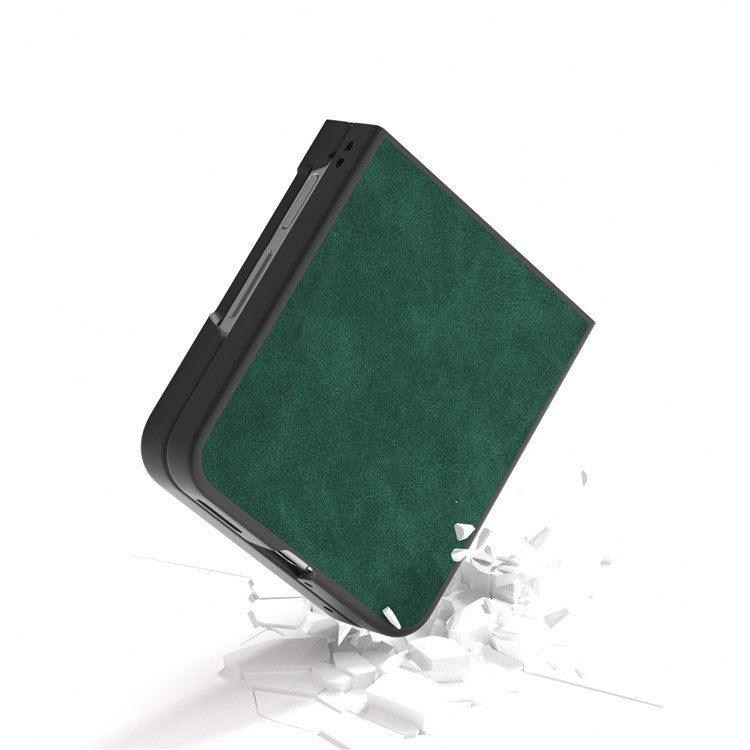 For Huawei nova Flip 5G Case PU+PC Shockproof Phone Cover Black Edge - Green