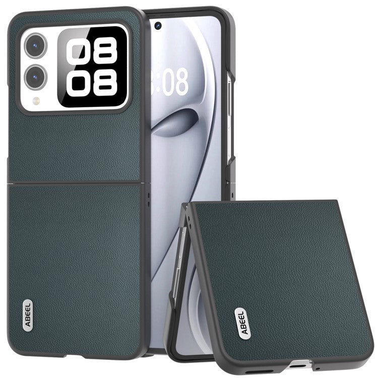 ABEEL For Huawei nova Flip 5G Case Anti-Drop Genuine Cow Leather PC Phone Cover - Green