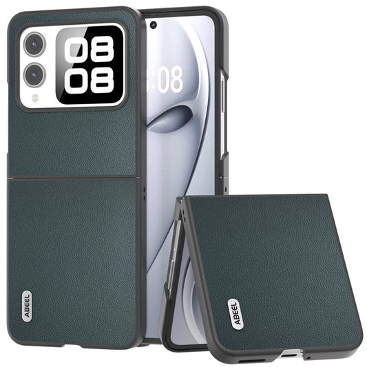 ABEEL For Huawei nova Flip 5G Case Anti-Drop Genuine Cow Leather PC Phone Cover - Green