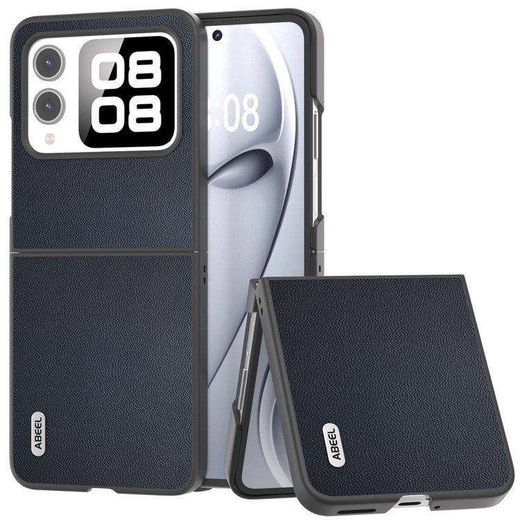 ABEEL For Huawei nova Flip 5G Case Anti-Drop Genuine Cow Leather PC Phone Cover - Blue