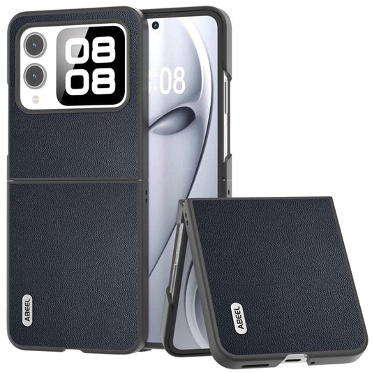 ABEEL For Huawei nova Flip 5G Case Anti-Drop Genuine Cow Leather PC Phone Cover - Blue