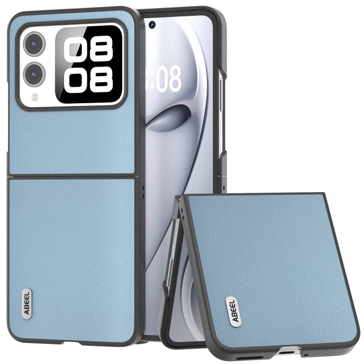 ABEEL For Huawei nova Flip 5G Case Anti-Drop Genuine Cow Leather PC Phone Cover - Sky Blue