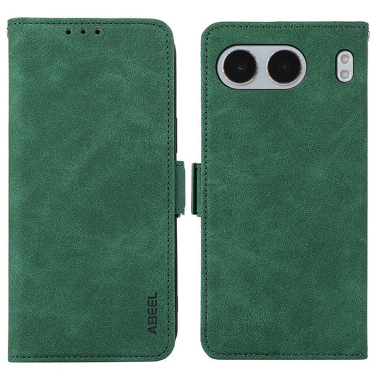 ABEEL For OnePlus Nord 4 Case PU Leather Folio Stand View RFID Blocking Phone Cover - Green