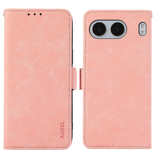 ABEEL For OnePlus Nord 4 Case PU Leather Folio Stand View RFID Blocking Phone Cover - Pink